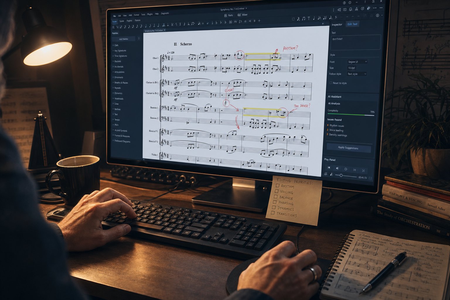 manual editing of ai generated notation in professional score writing software