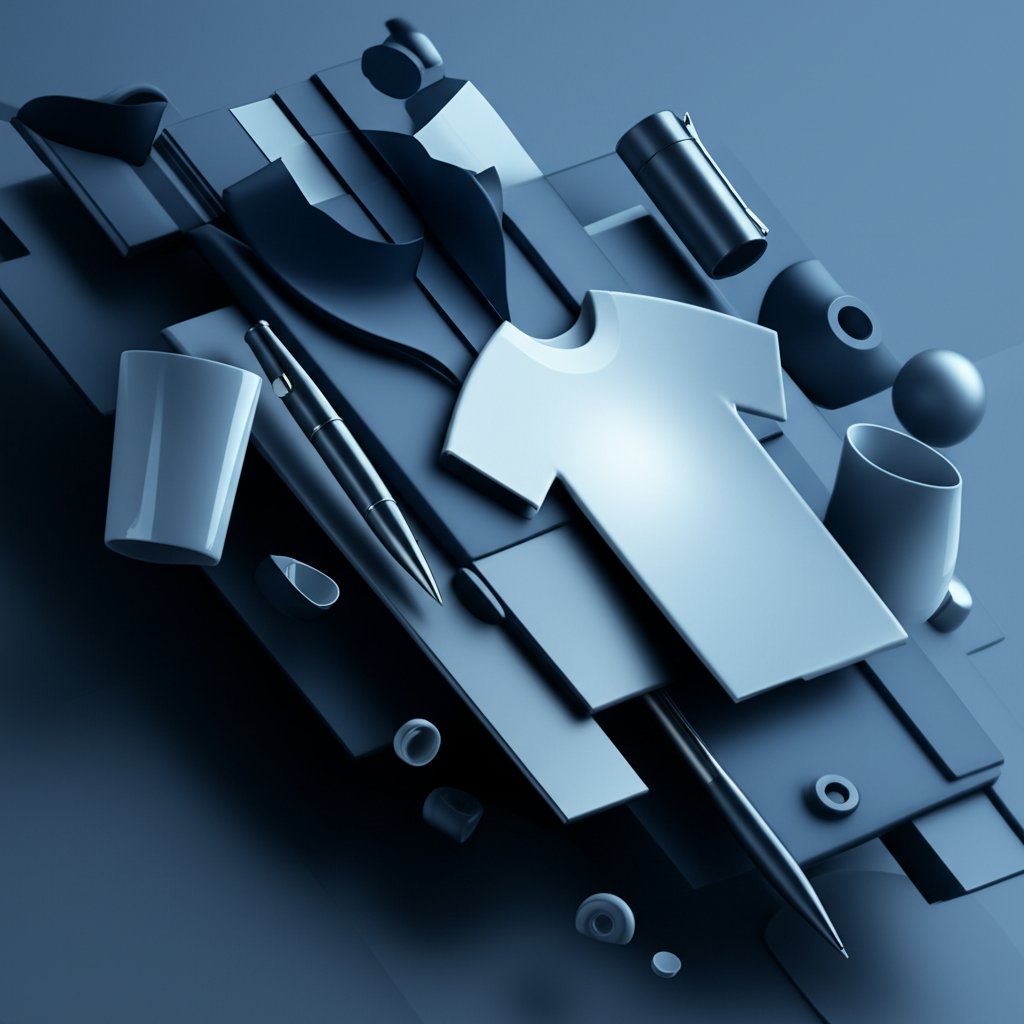 conceptual illustration of various customized promotional merchandise items