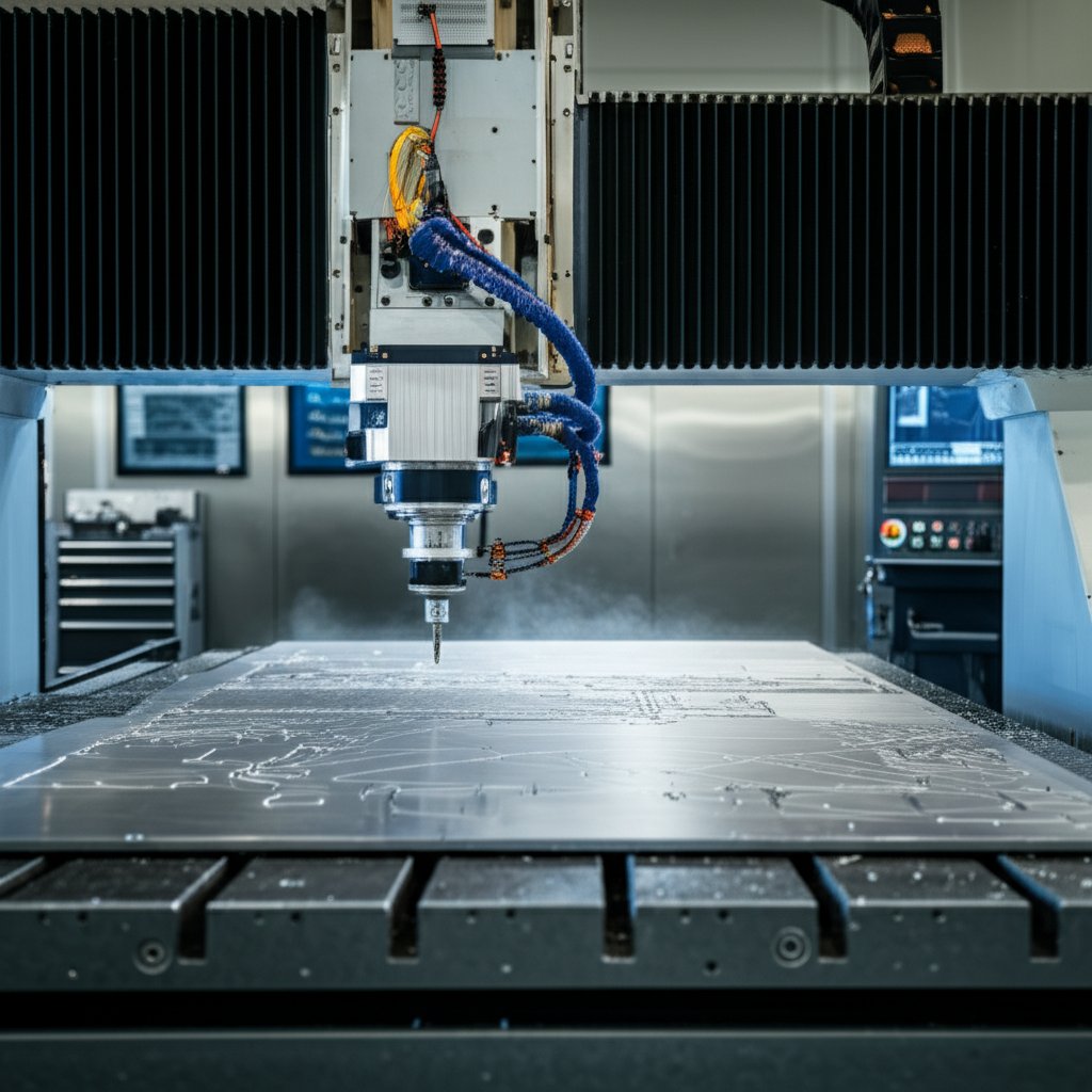 cnc machining of a large aluminium sheet for complex precise parts