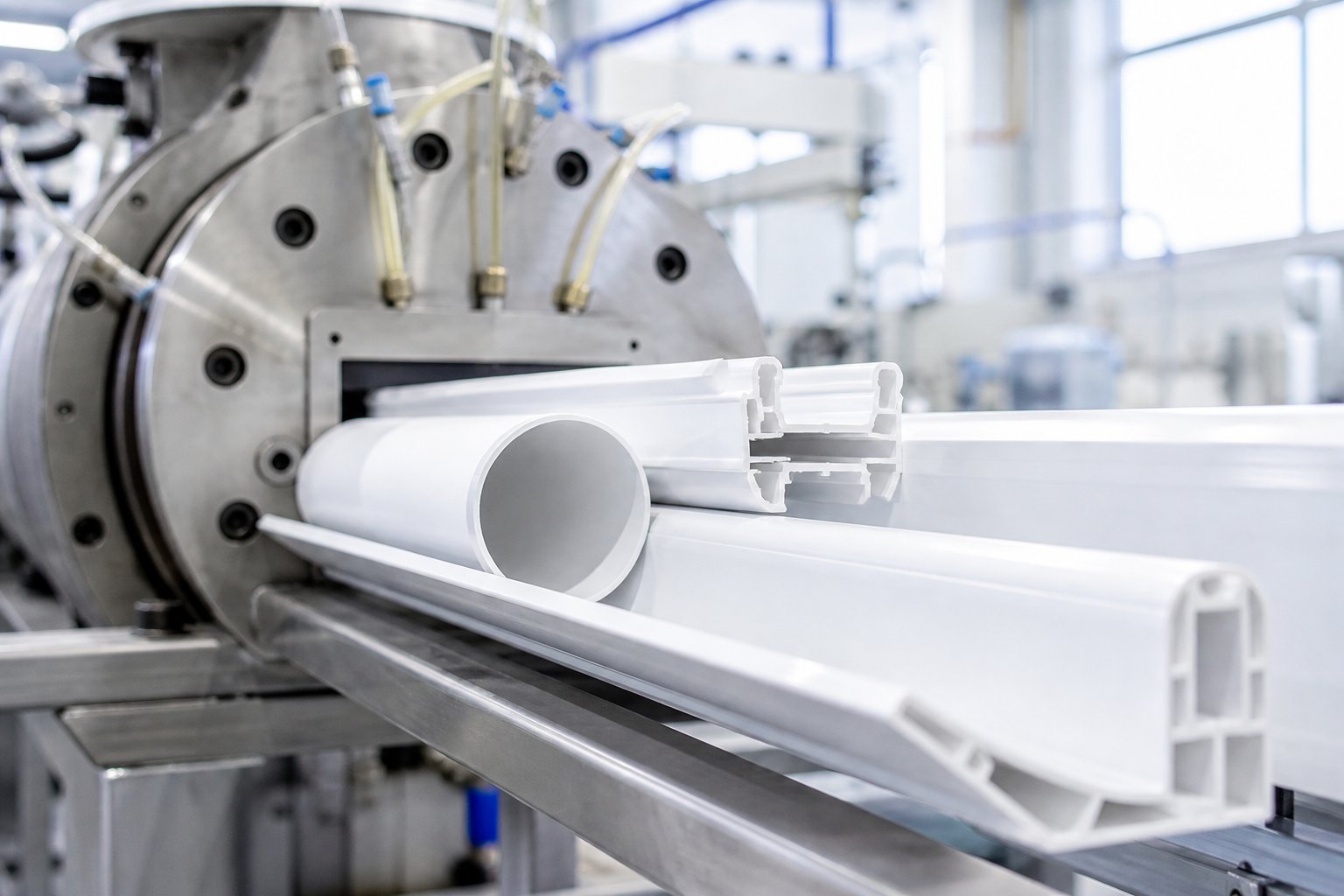 pvc pipe and profile products produced on counter rotating conical twin screw extruders requiring precise thermal control