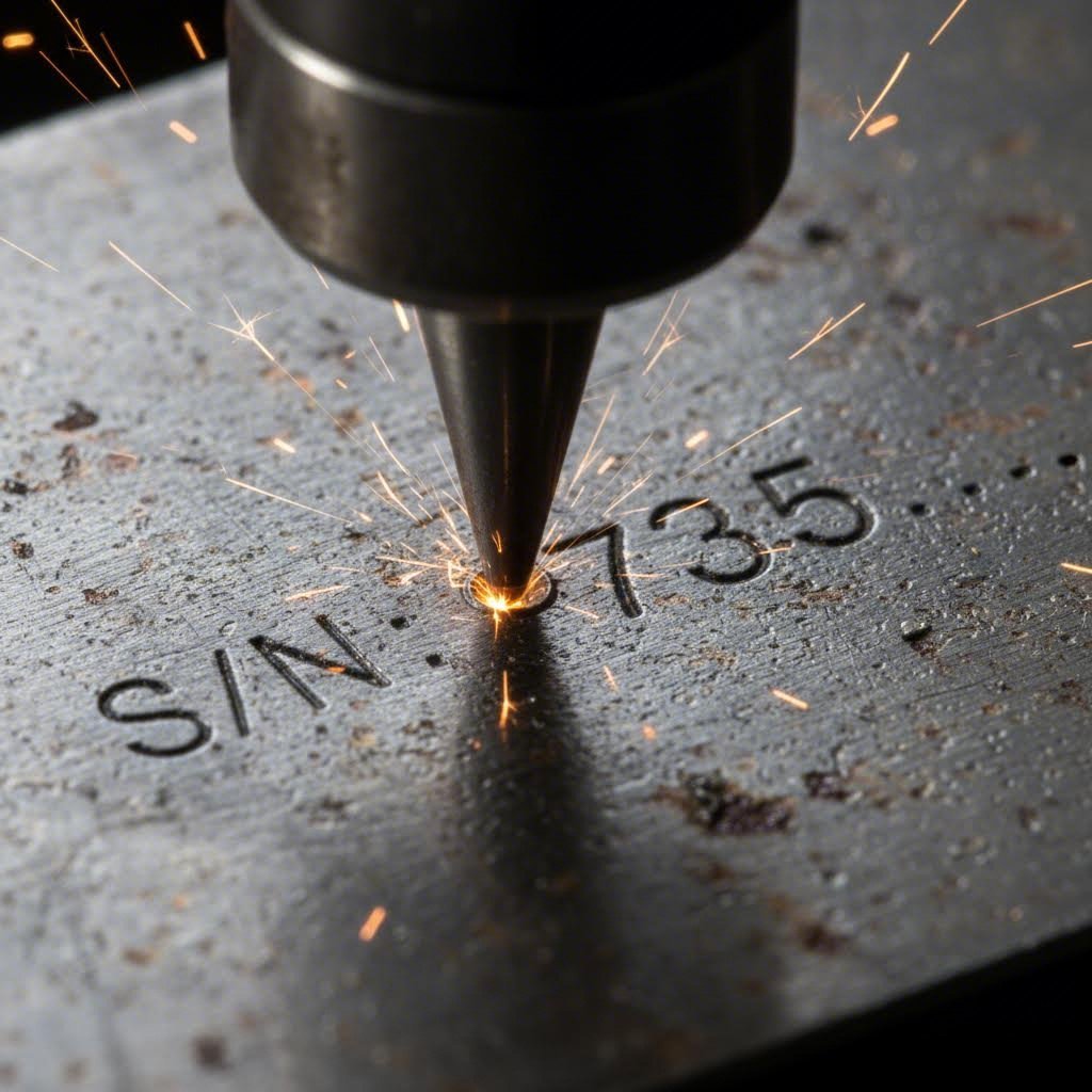 Dot peen marking process for catalytic converter identification