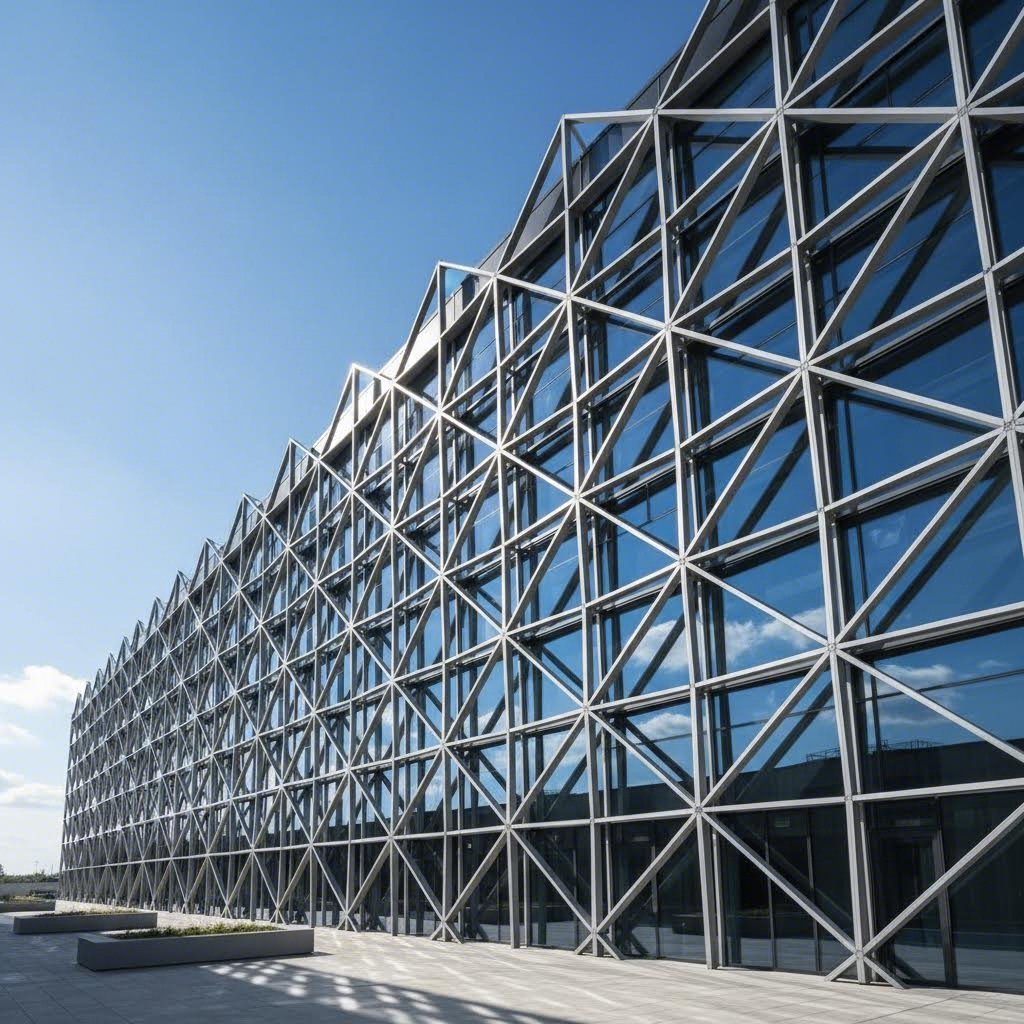architectural aluminum extrusions in a modern curtain wall application showcasing surface finish quality
