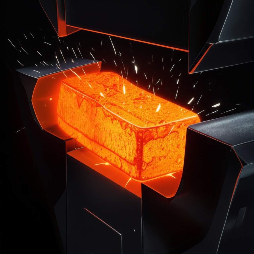an abstract representation of the immense pressure and heat in the closed die forging process