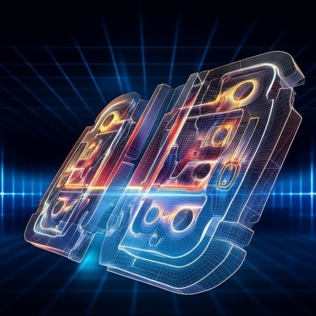 conceptual art of fea simulation technology used in modern forging die design