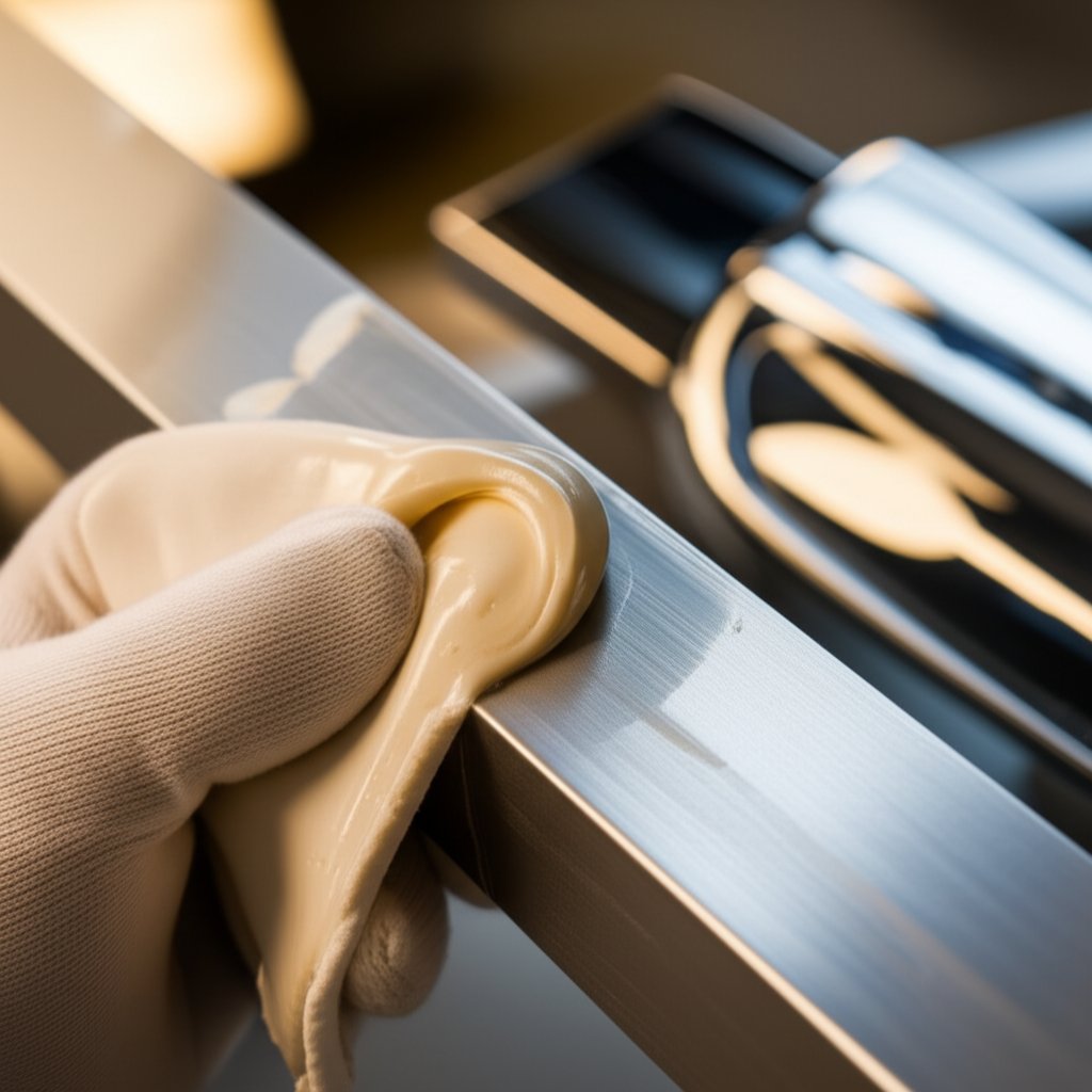 applying polish to a brightened aluminum surface for long term protection