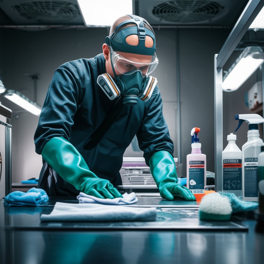 proper safety gear and workspace setup for handling aluminum brighteners