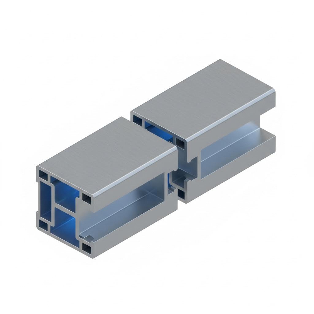 cross sectional view of 80x40 aluminum extrusion revealing internal structure