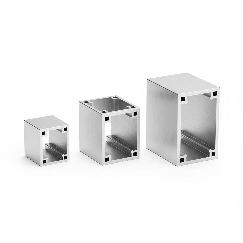 visual comparison of different aluminum extrusion profile sizes