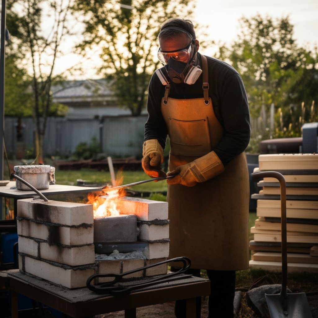 safe home aluminum melting setup with proper protective equipment