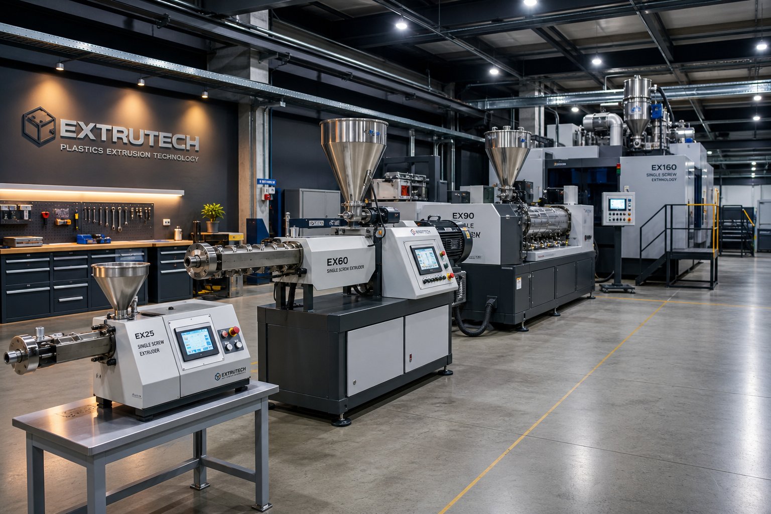 single screw extruders range from compact units to large industrial machines each sized to match specific output polymer and application requirements