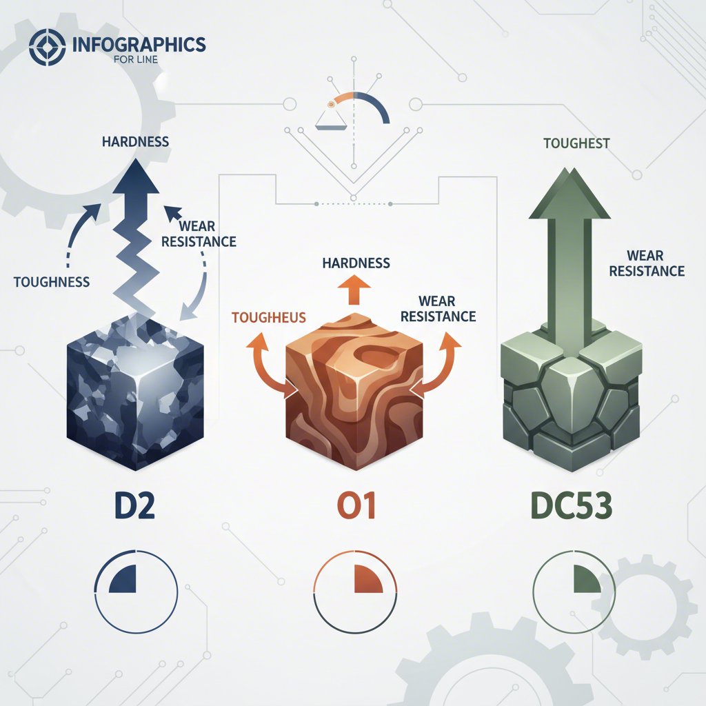 conceptual comparison of different cold work tool steel grades