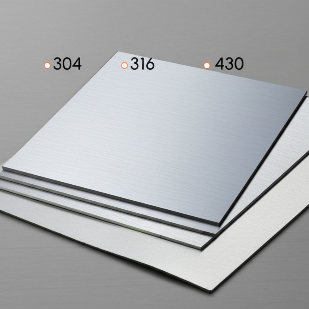 side by side visual of 304 316 and 430 stainless steel sheets highlighting grade differences