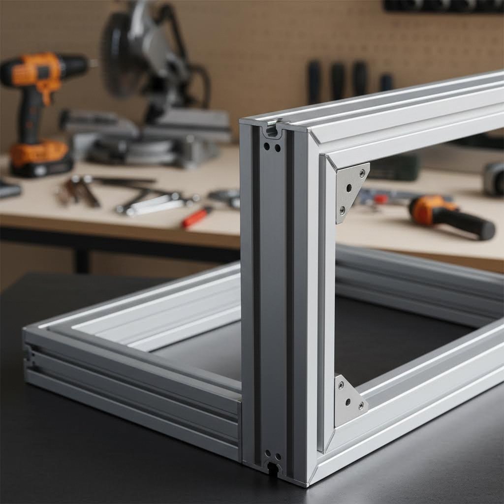 aluminum extrusion t slot framing system assembled into a sturdy workshop structure
