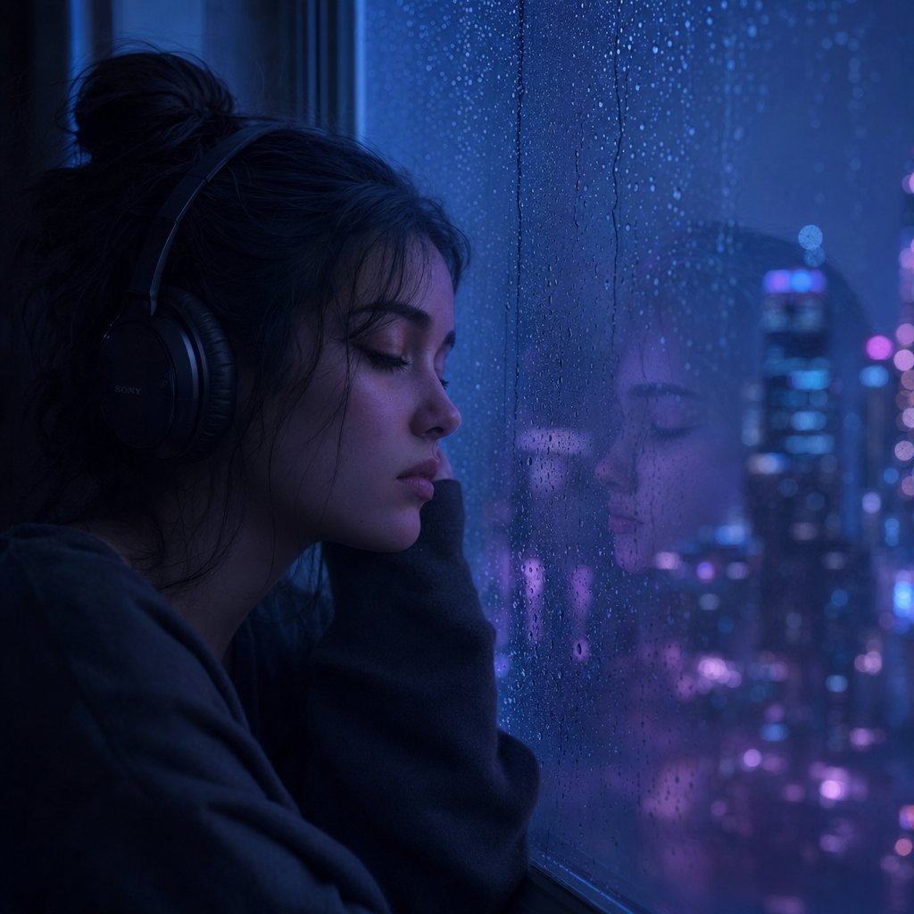 listening alone at night with headphones finding the exact sad spanish song that matches your emotional moment
