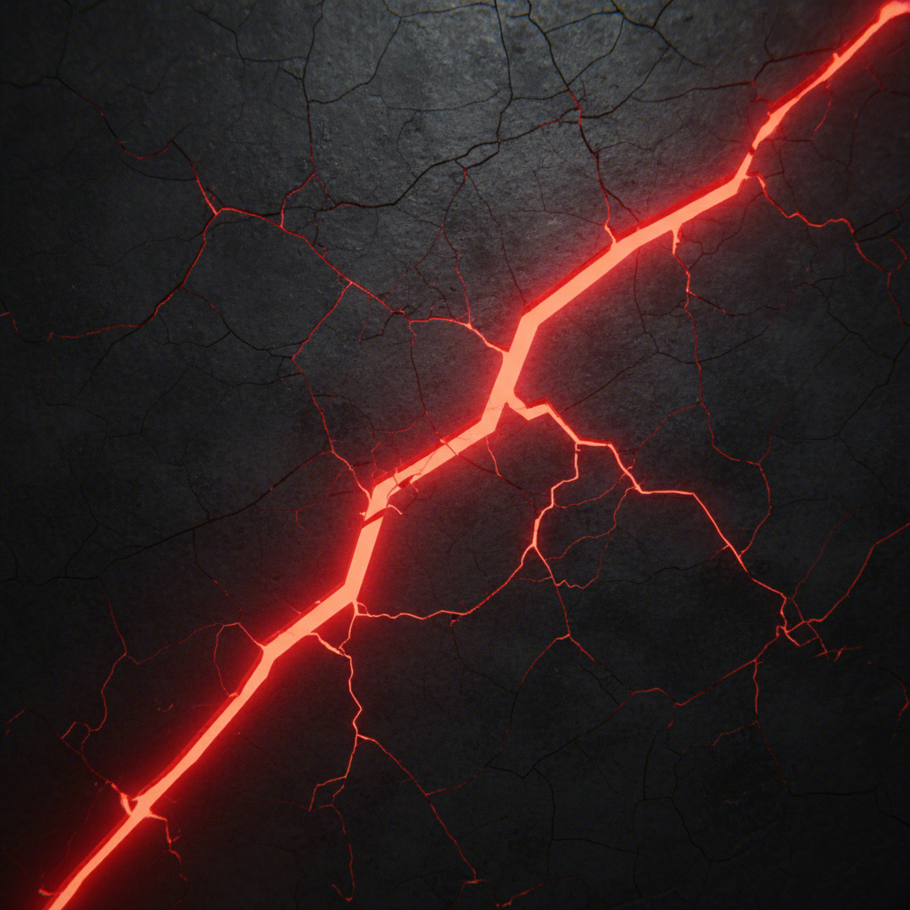 conceptual image of a stress fracture in metal symbolizing the danger of a cracked control arm