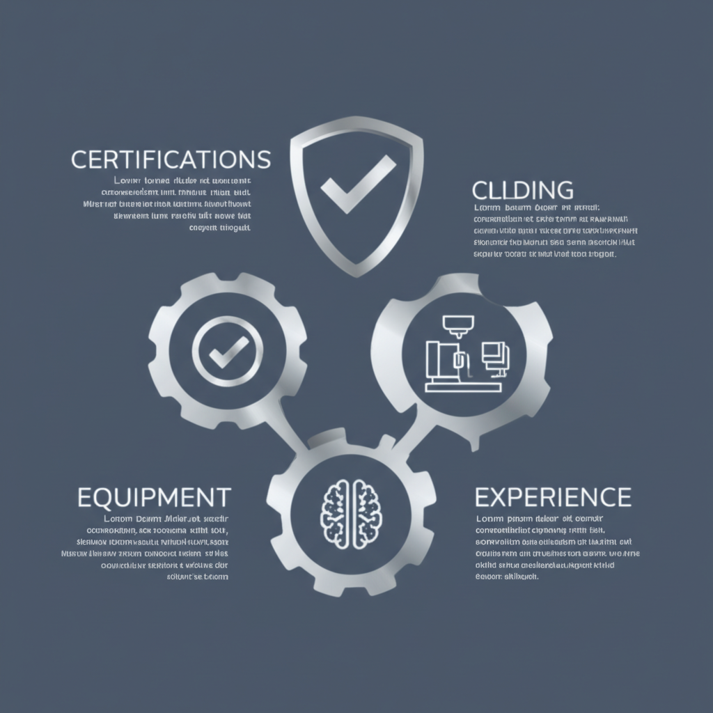 icons representing the core criteria for evaluating a cnc machine shop