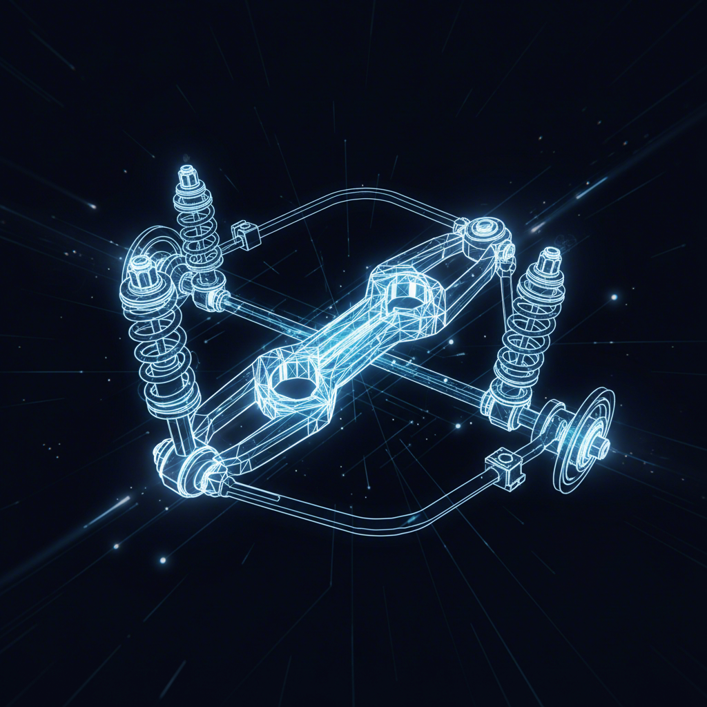conceptual diagram of a vehicles suspension geometry showing the control arms central role