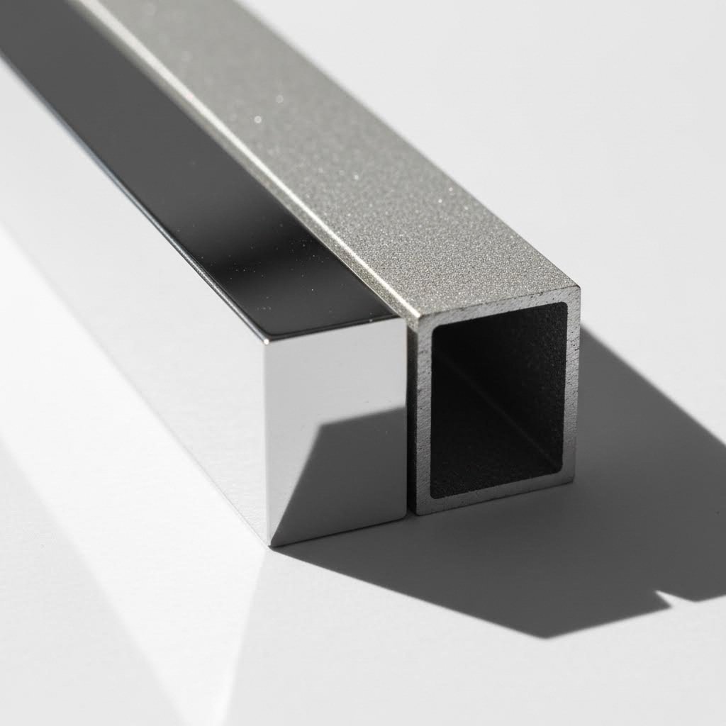 comparison of aluminum alloy surface finishes showing architectural versus industrial grade quality