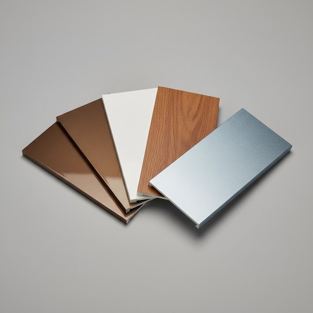 various aluminum door frame surface finishes from anodizing to wood grain effects