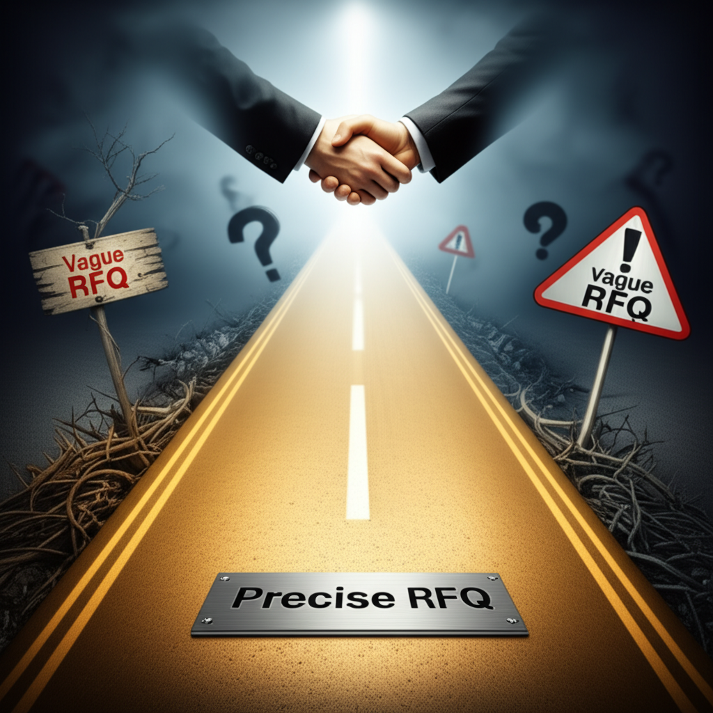 an illustration depicting the clear path of a precise rfq versus a confusing one