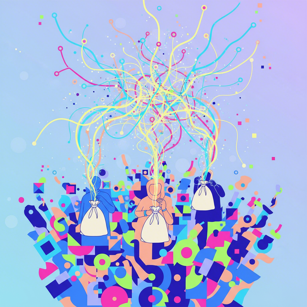 conceptual art showing the brand visibility of promotional drawstring bags at an event