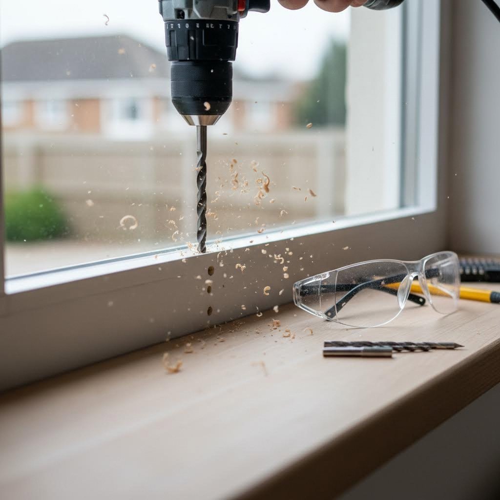 drilling ventilation slots during trickle vent installation process