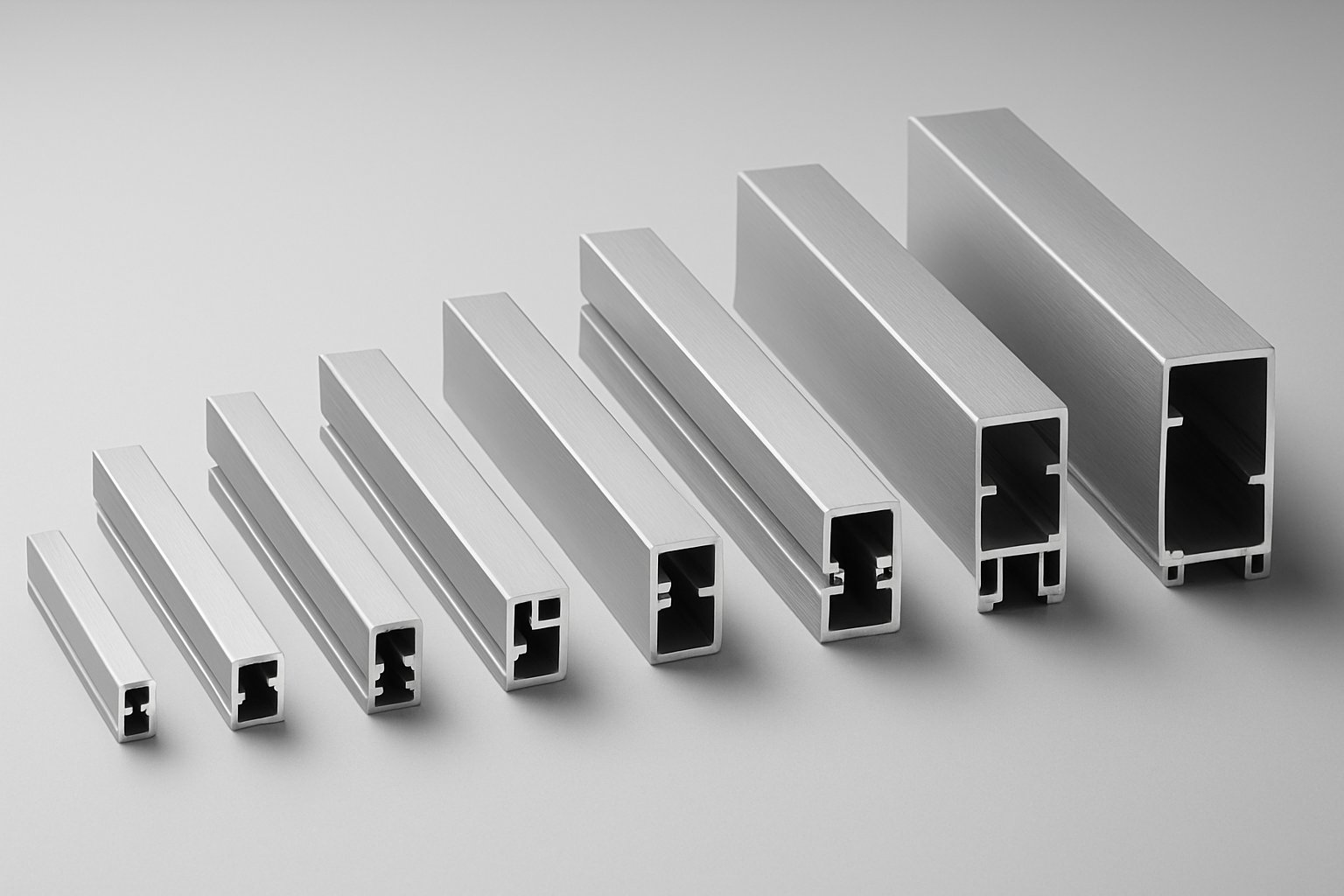 standard aluminum frame profiles in various dimensions for residential and commercial applications