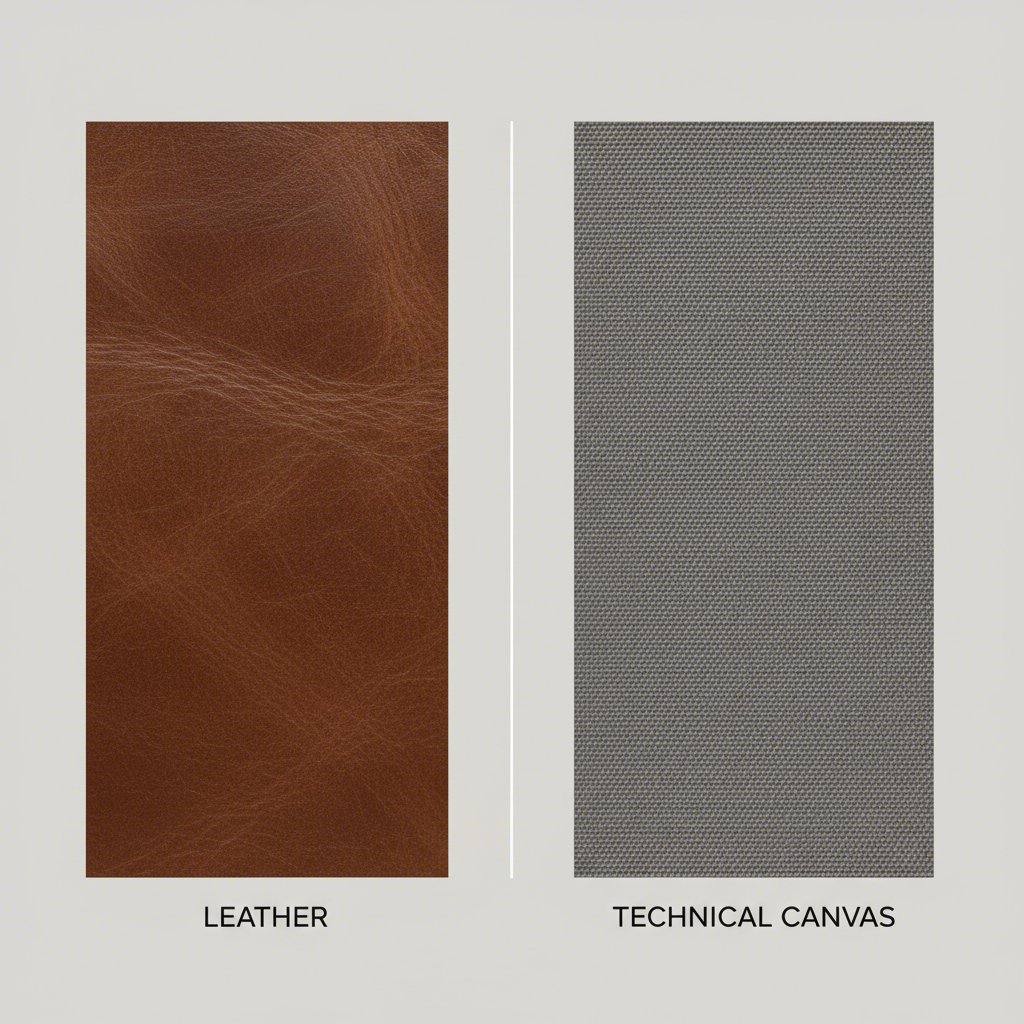 conceptual illustration showing the textures of leather and canvas for pencil cases