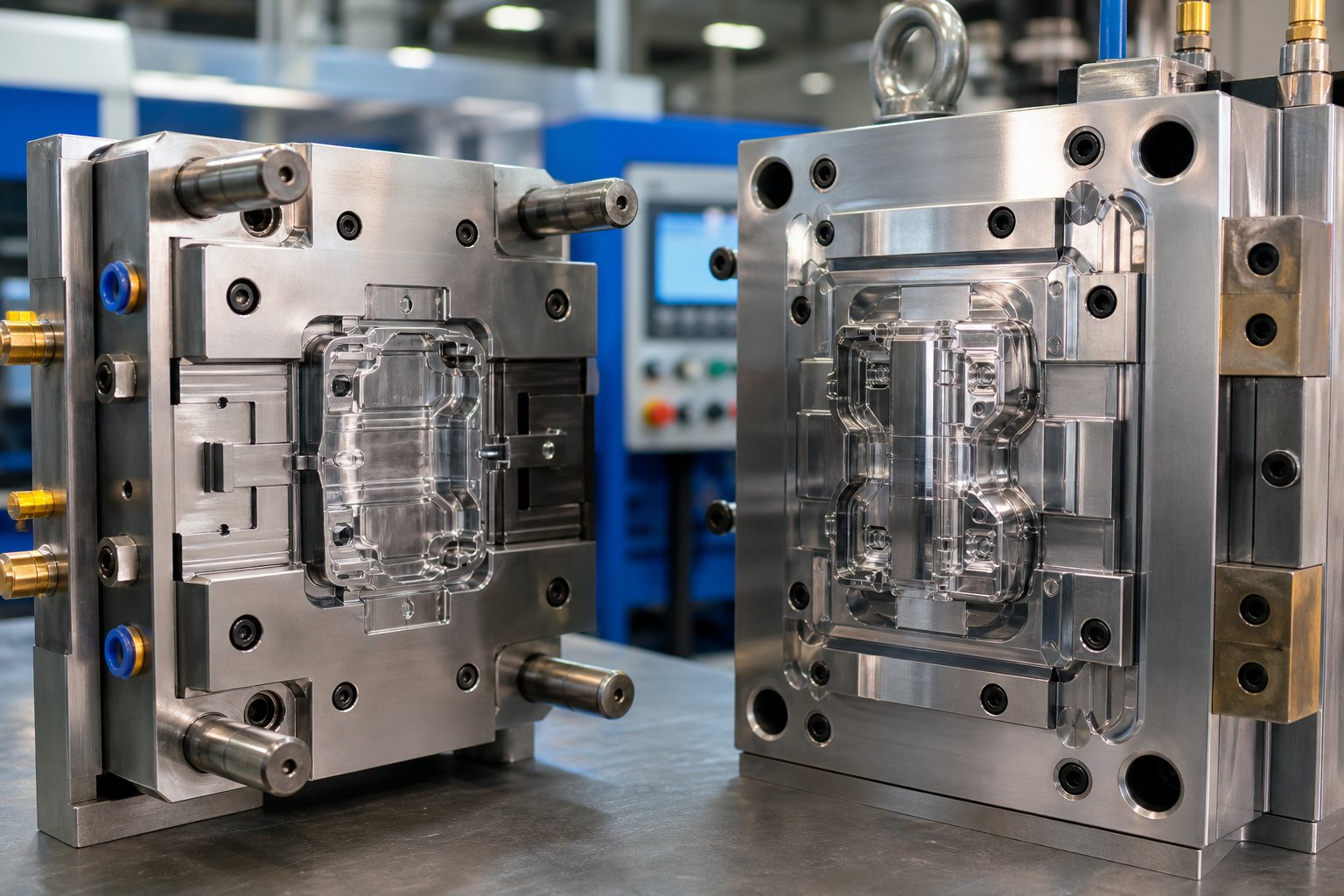 precision injection mold showing cavity and core halves %E2%80%94 the foundation of every molded plastic part