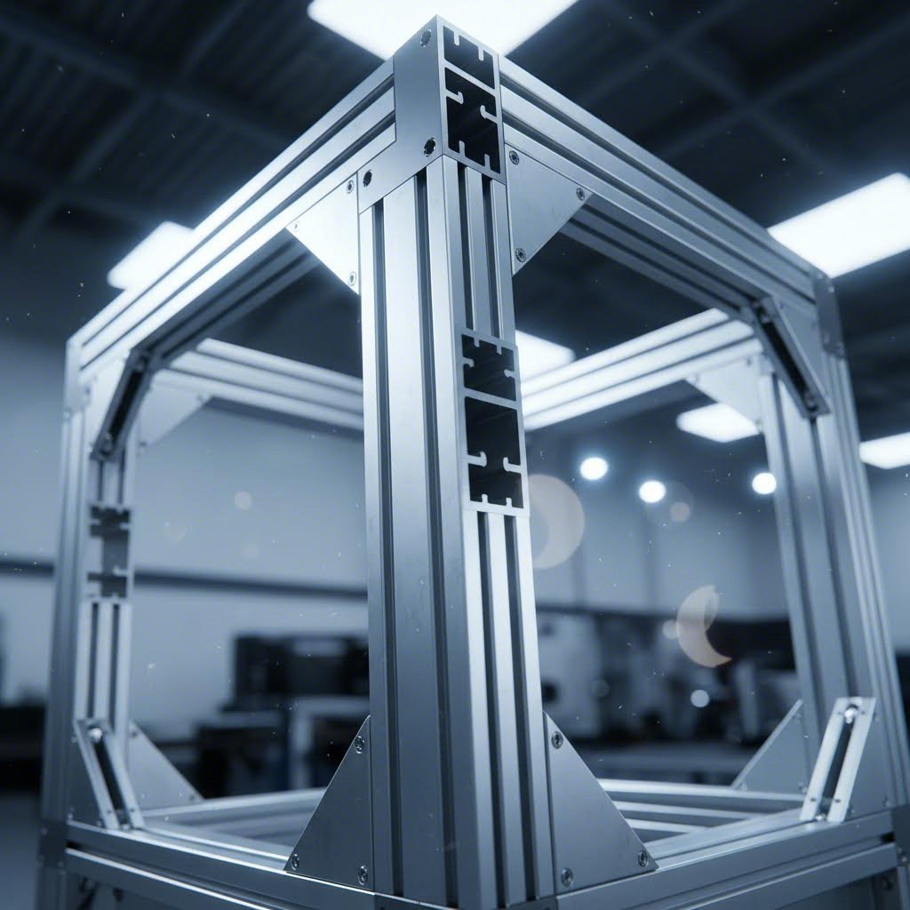 t slot aluminum extrusion profiles forming a precision cnc machine frame structure