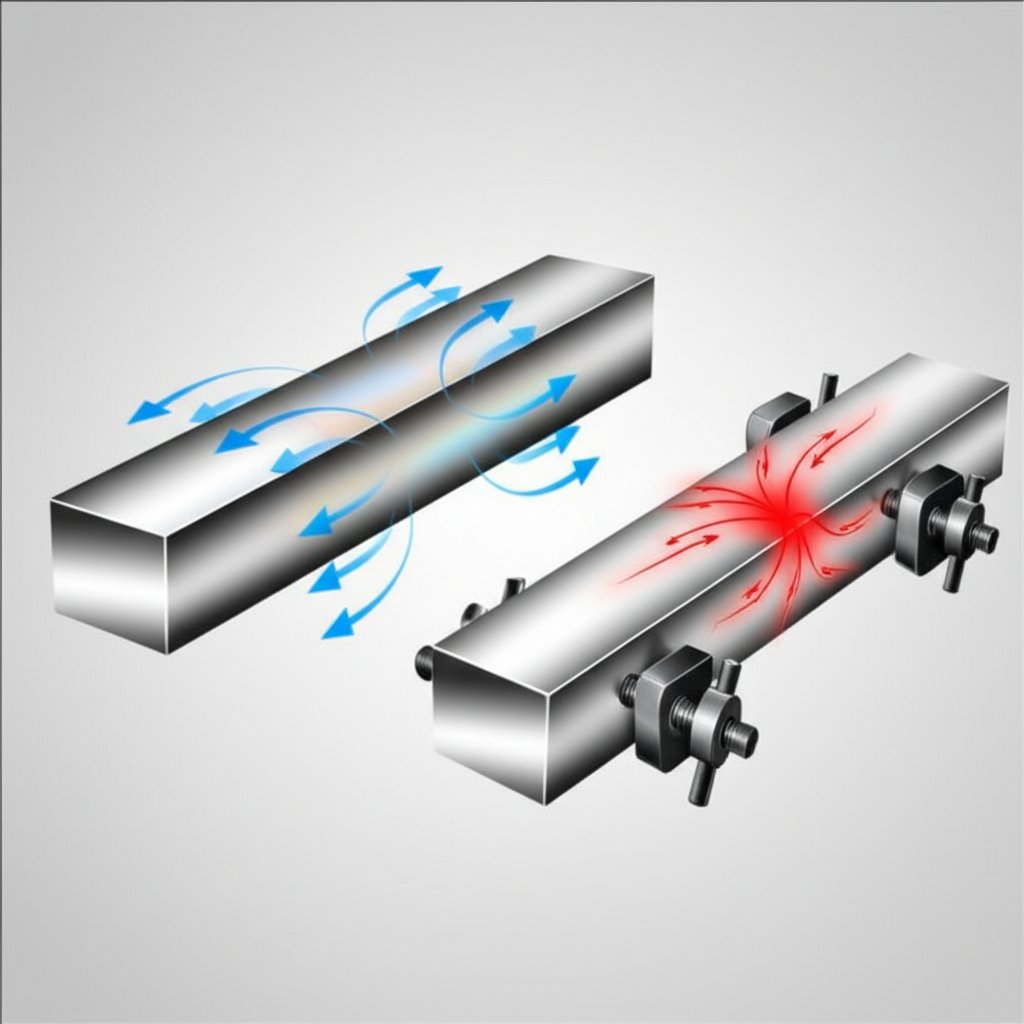 diagram of free versus constrained thermal expansion in an aluminium part