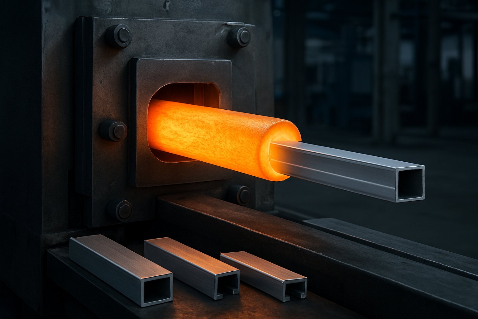 how an aluminium profile is formed through extrusion