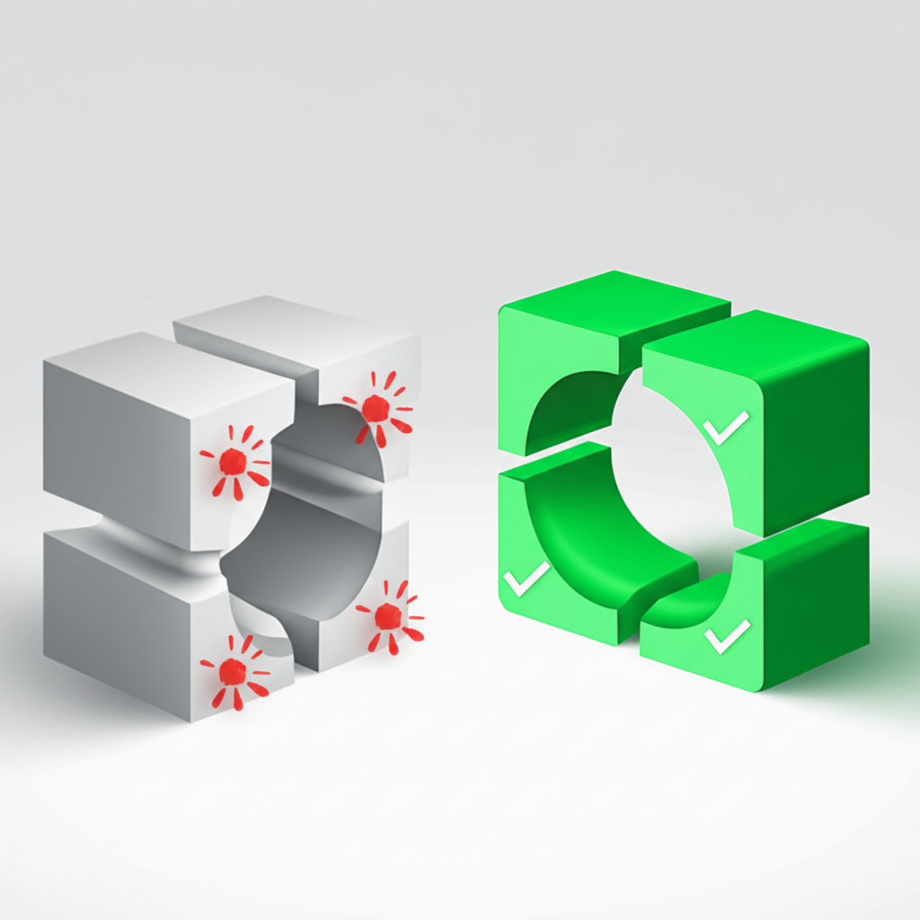 diagram showing the dfm principle of adding radii to internal corners