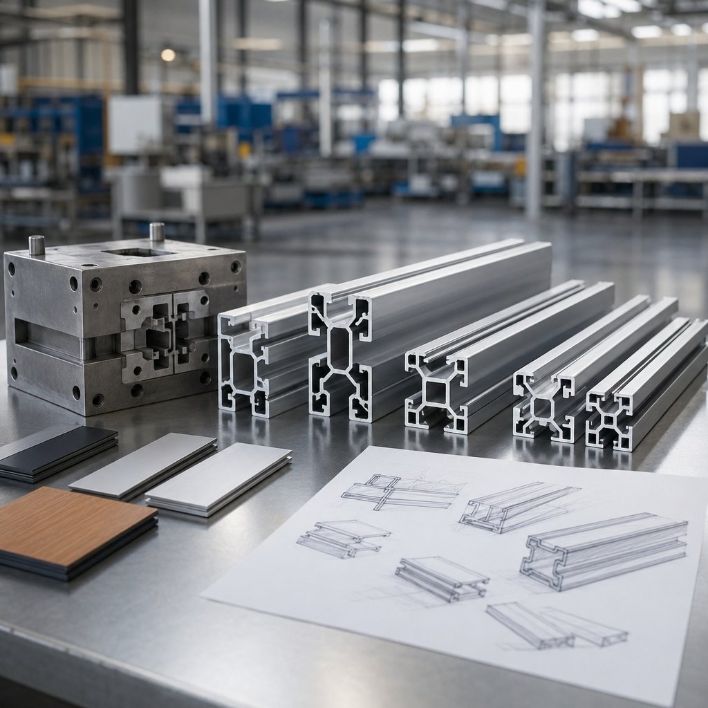 custom aluminum extrusion profiles die and finish samples in a factory setting
