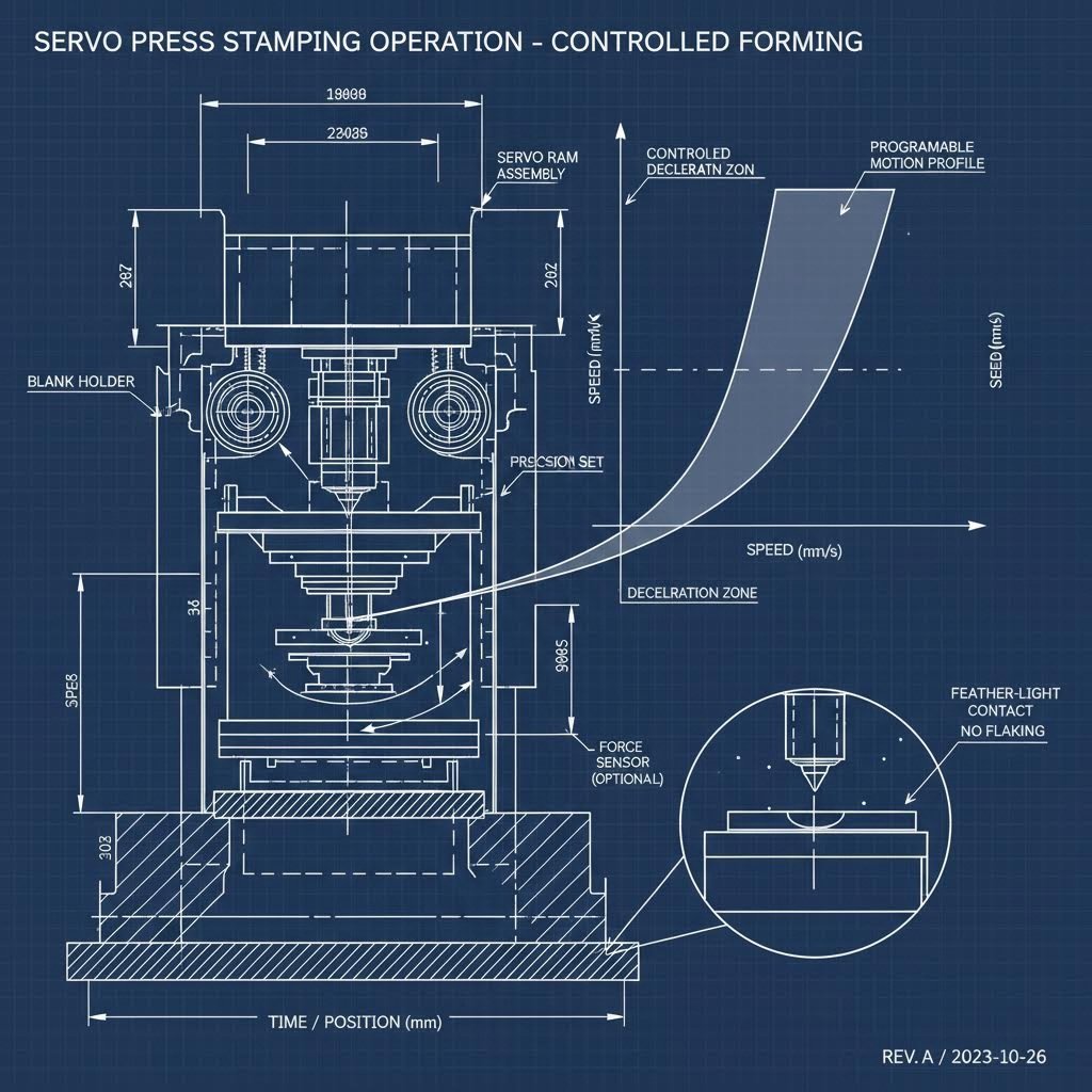 Servo press technology controlling material flow in galvanized stamping