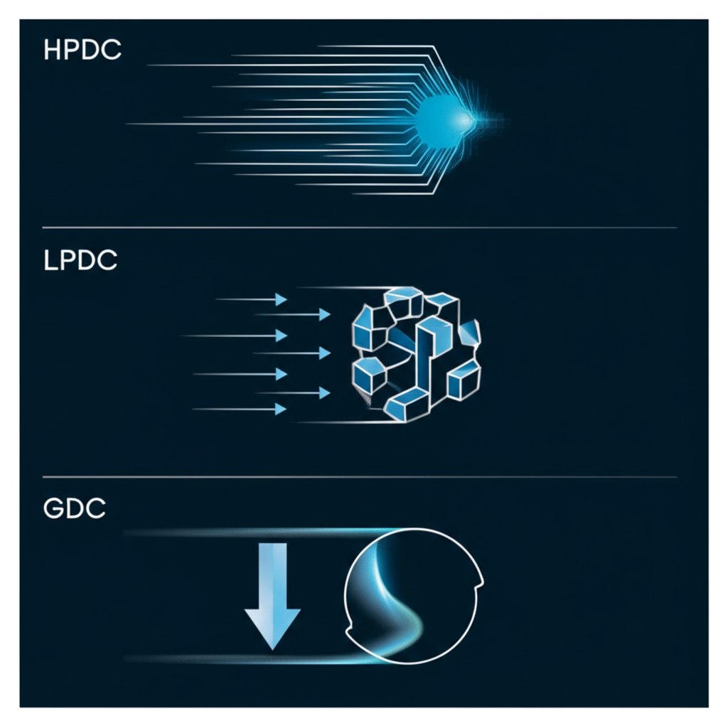a diagram comparing the characteristics of different die casting processes