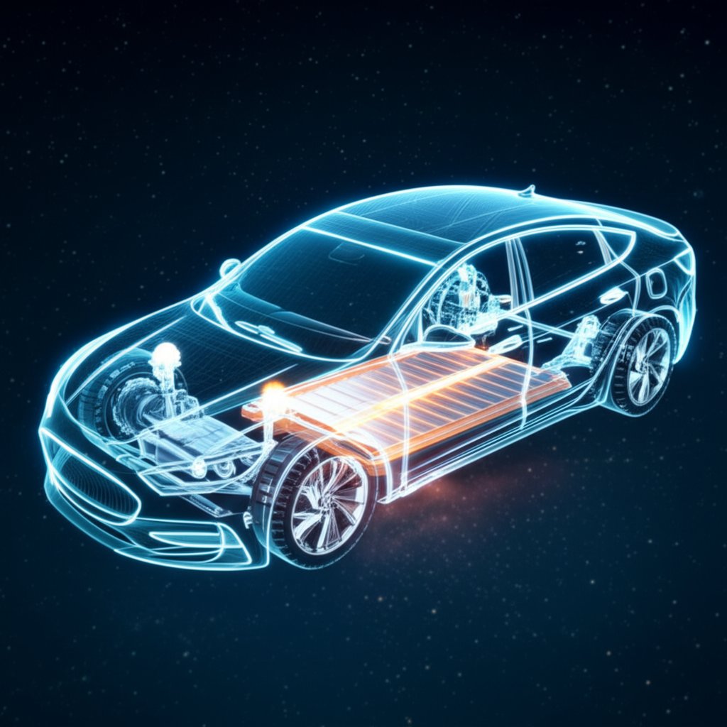 an illustration of an ev chassis highlighting die cast components