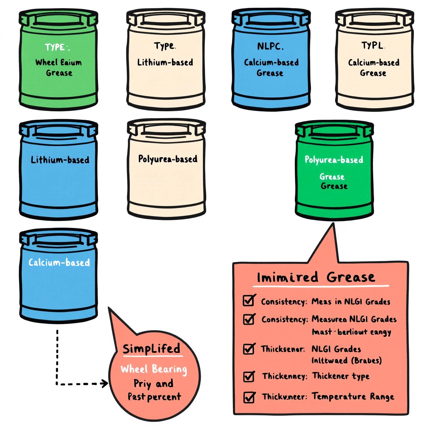 visual guide to wheel bearing grease types and key specifications