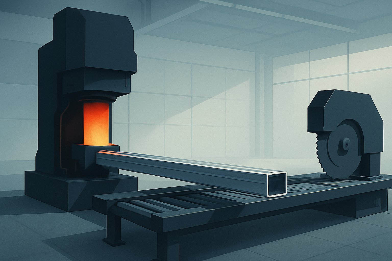 extruded aluminium profile production from billet to cut length