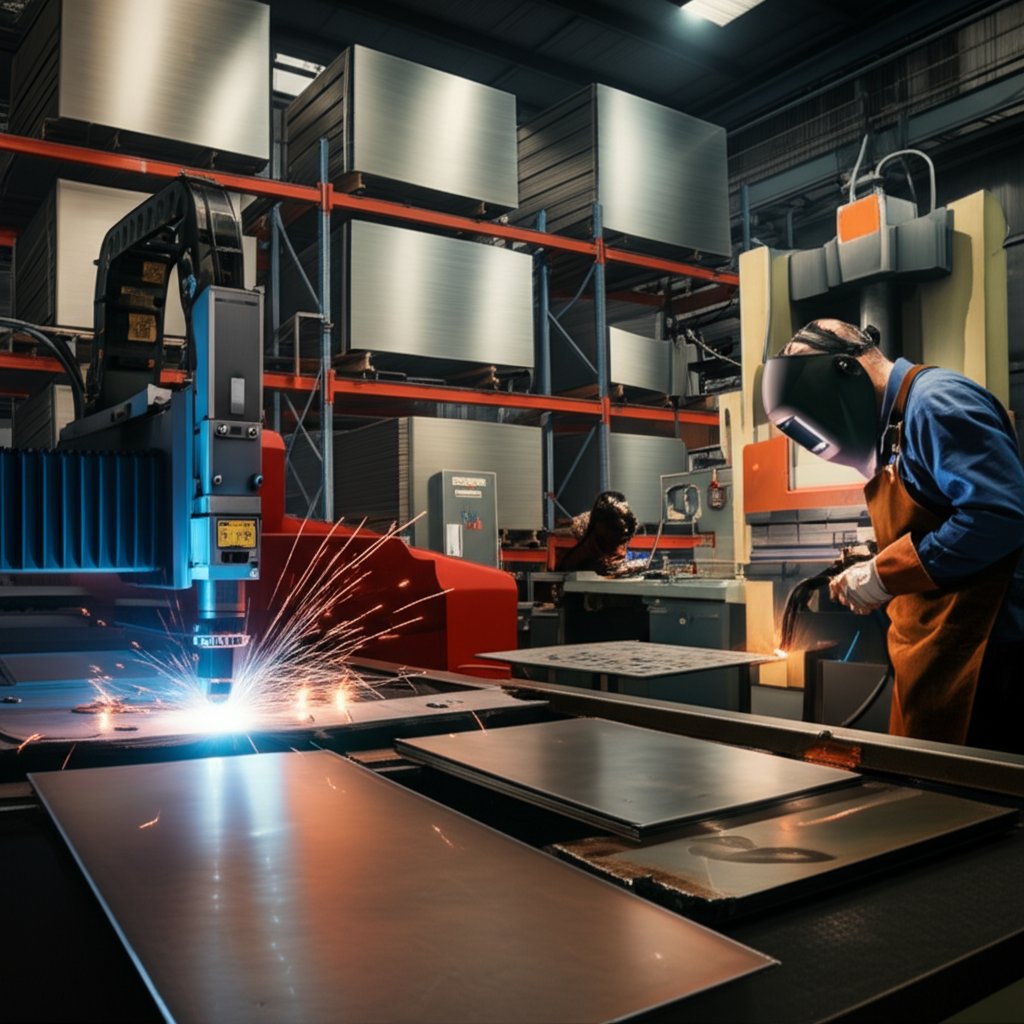 stainless steel sheet fabrication with cutting bending and welding tools