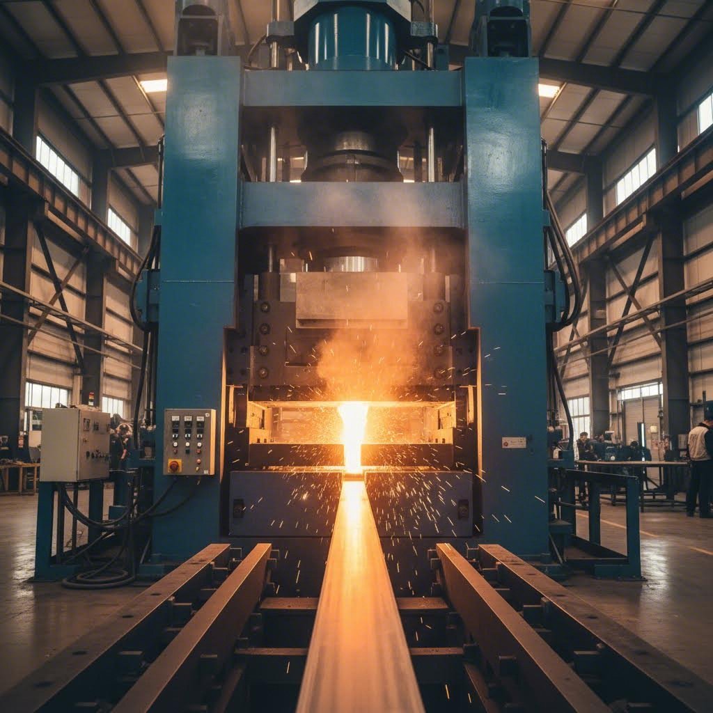 custom aluminum extrusion process transforming heated billets into precision engineered profiles
