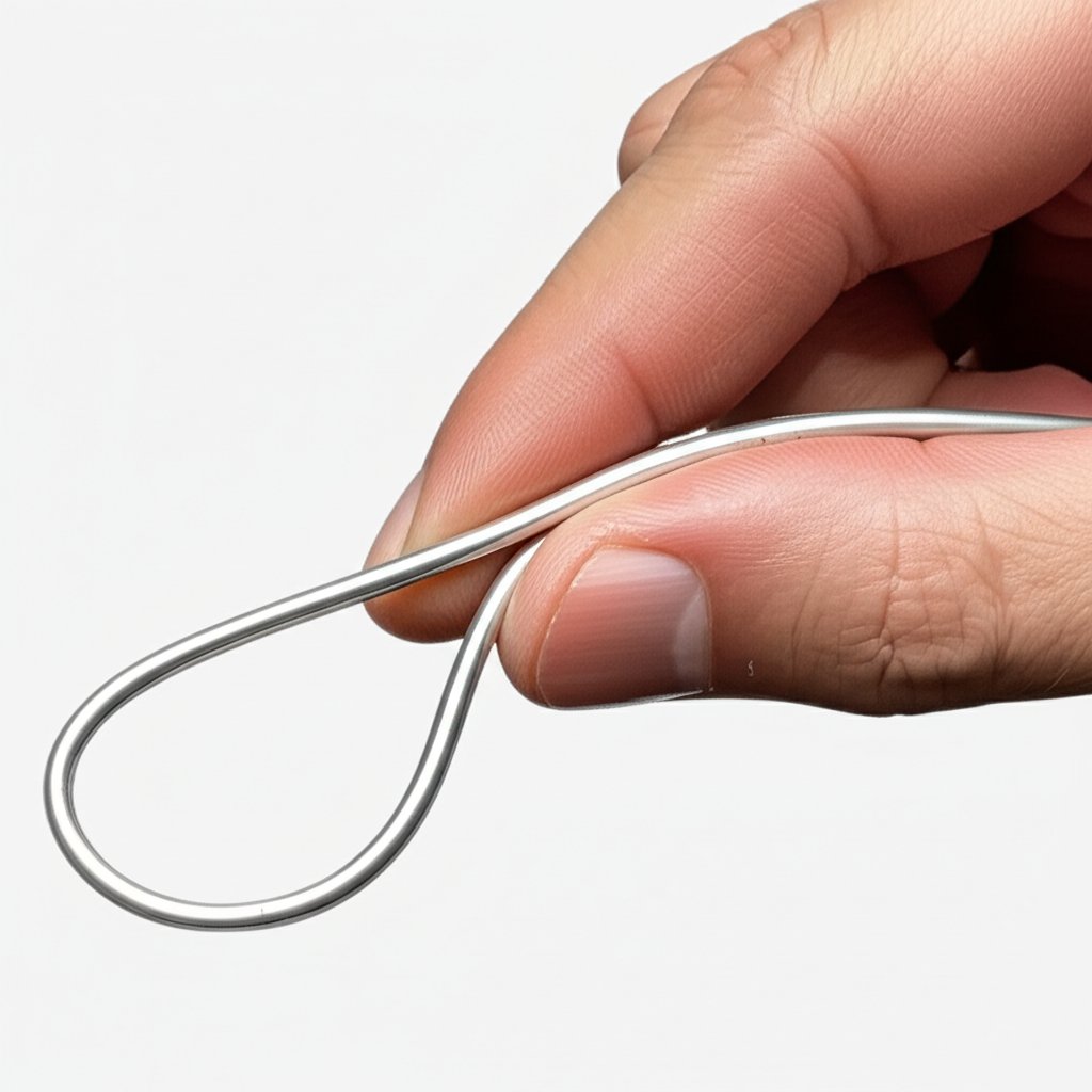 pure aluminum wire being bent by hand showing softness and ductility