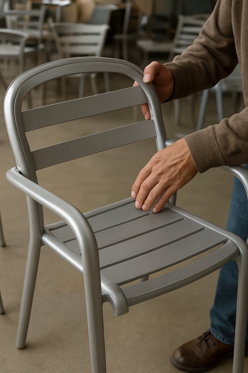 a close inspection helps reveal aluminum chair quality before you buy