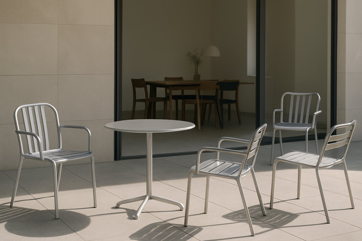 aluminum chairs can suit patios balconies pool areas and indoor dining spaces