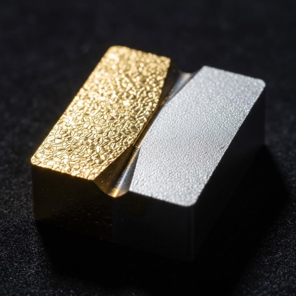 cvd and pvd coated cutting tool inserts showing distinct coating characteristics for different machining applications