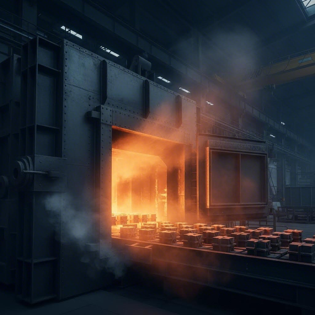 heat treatment furnace processing aluminum extrusions for optimal temper properties