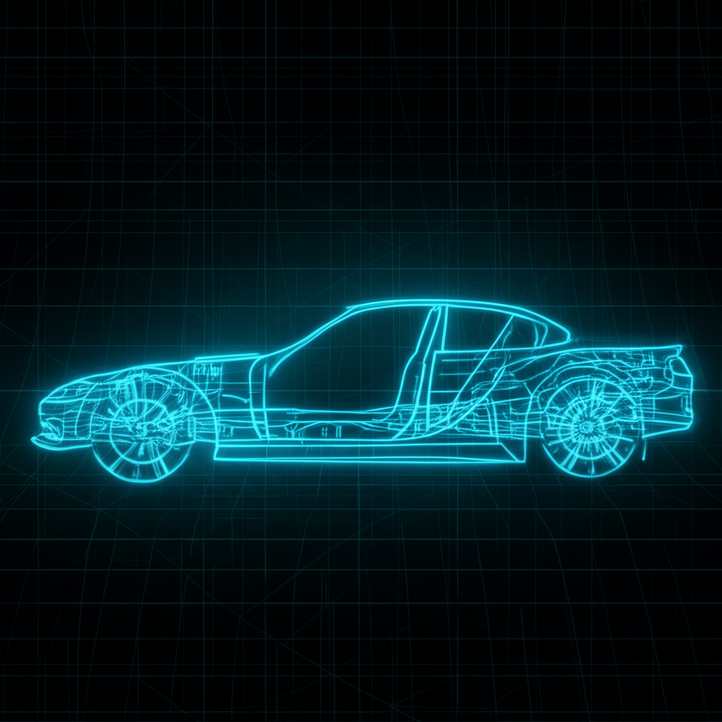 conceptual illustration of an advanced lightweight automotive chassis achieved through forging