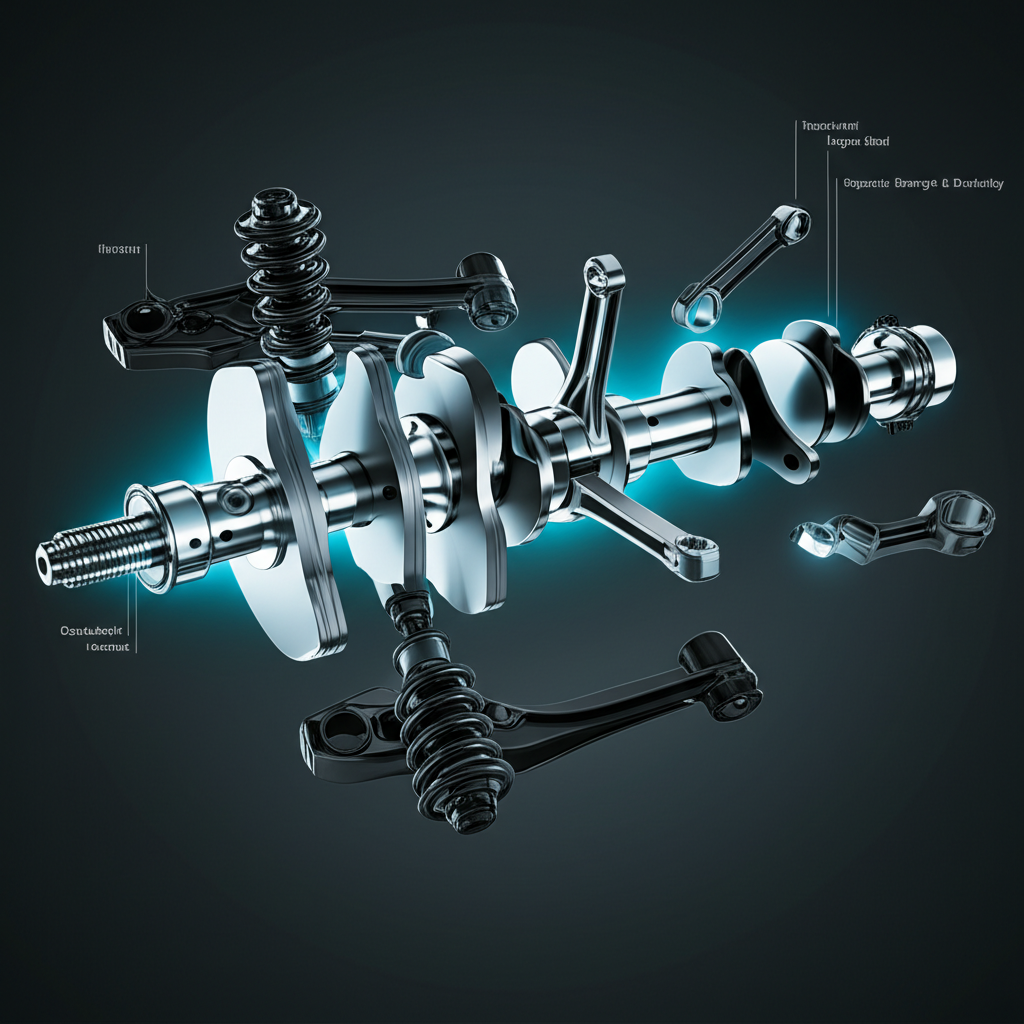 infographic highlighting key forged components in a modern vehicles engine and suspension