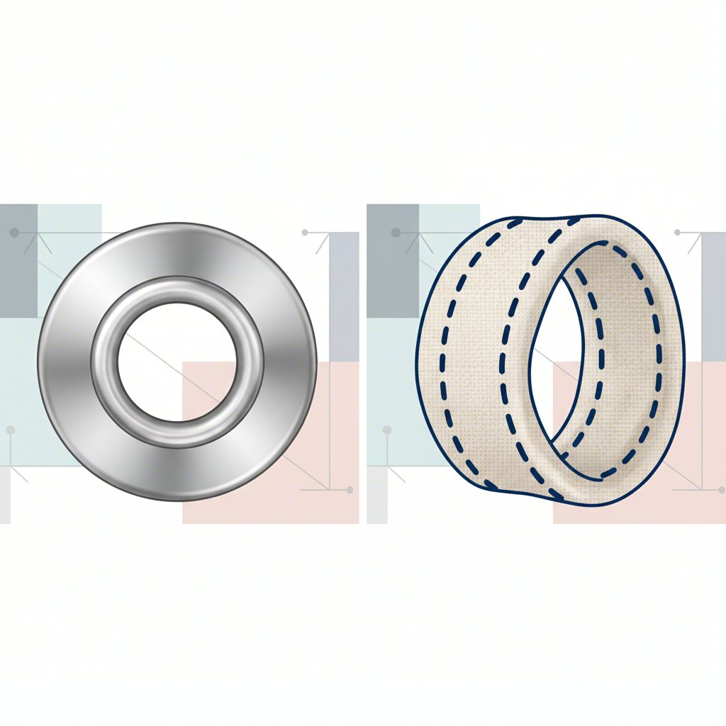 choosing between a metal grommet and a fabric loop for a drawstring bag project