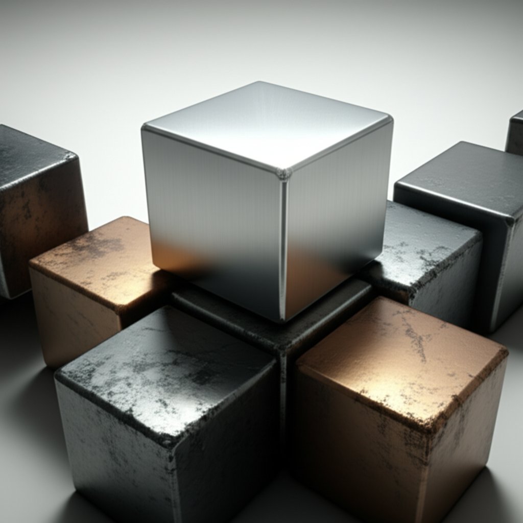 visual representation of aluminium's low mass density compared to other metals